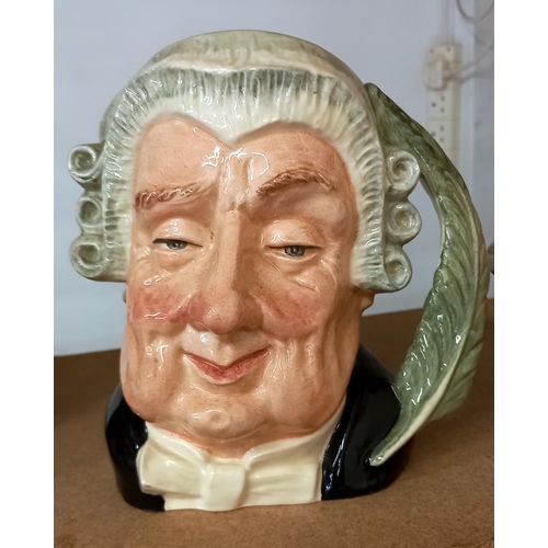 1142 - 4 large Royal Doulton character jugs, The Lawyer D6498, Robin Hood D 6527, Izaak Walton D 6404 and B... 