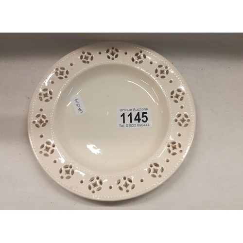 1145 - A Leeds ware decorative bowl and plate