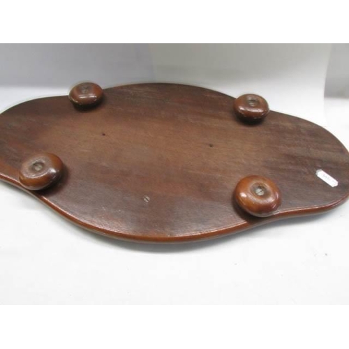 1176 - A mahogany beadwork tray.