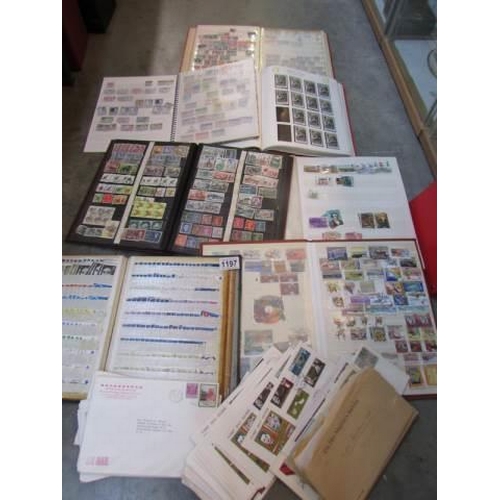 1197 - A quantity of stamps in albums and loose.