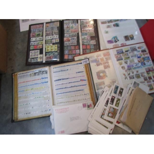 1197 - A quantity of stamps in albums and loose.