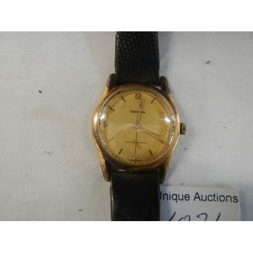 1024 - A Vulcan watch Co., Geneve 18ct gold cover gents watch from staff of Royal Bank of Canada Montevideo... 