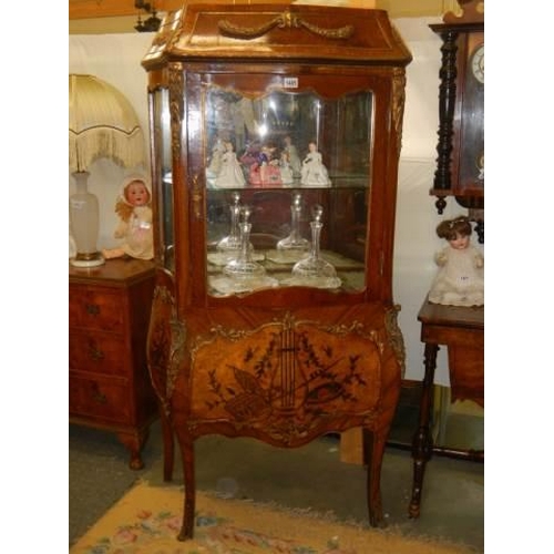 1485 - A superb quality French buelle and inlaid display cabinet, COLLECT ONLY.