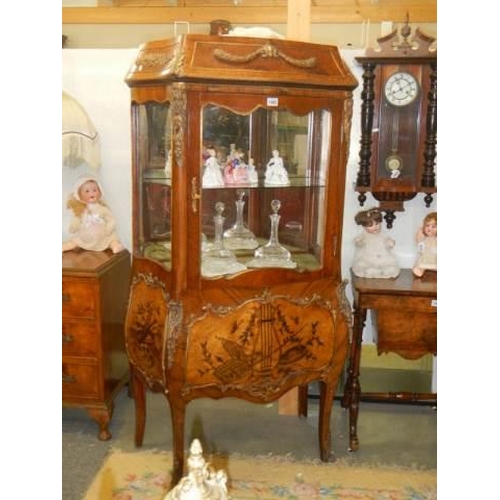 1485 - A superb quality French buelle and inlaid display cabinet, COLLECT ONLY.