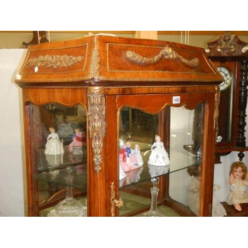 1485 - A superb quality French buelle and inlaid display cabinet, COLLECT ONLY.