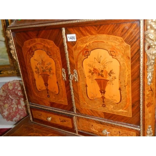 1486 - A marquetry inlaid ladies writing desk, COLLECT ONLY.