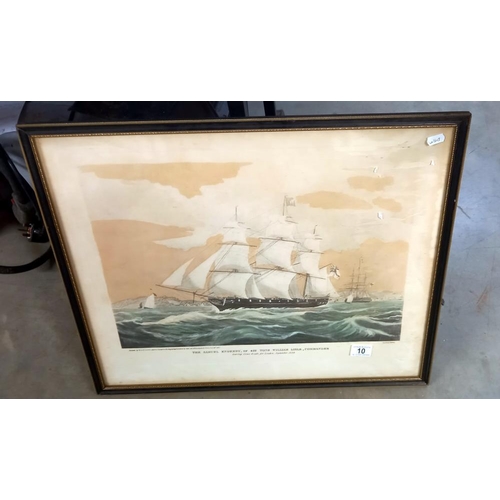 10 - A framed and glazed print 'The Samuel Enderby leaving Cowes for London' COLLECT ONLY