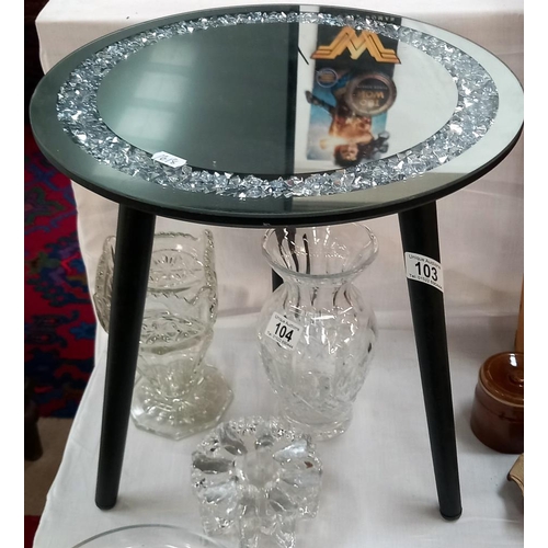 103 - A mirrored glass topped side table on 3 legs COLLECT ONLY