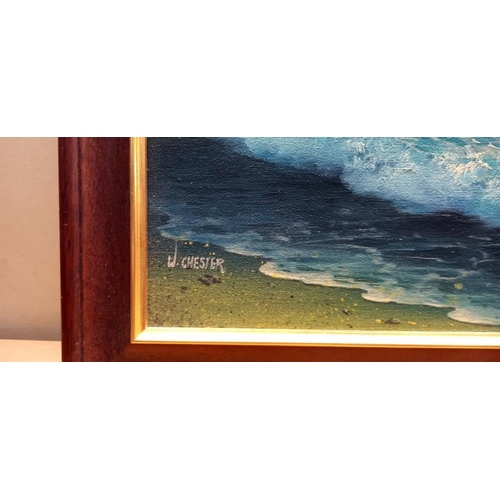 14 - A framed oil on canvas , wave and sky scene by W. Chester COLLECT ONLY