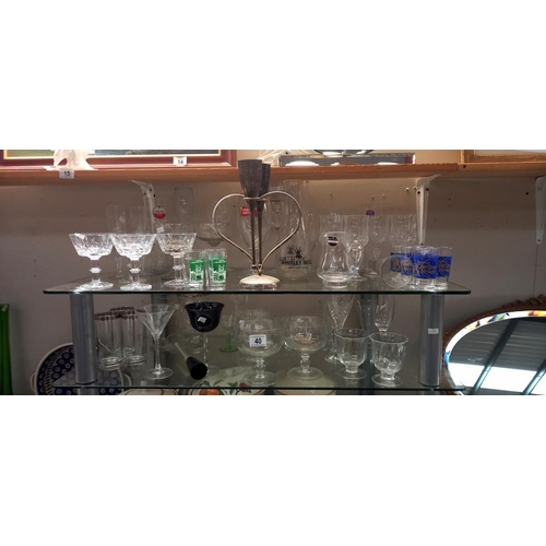 40 - 2 shelves of glassware