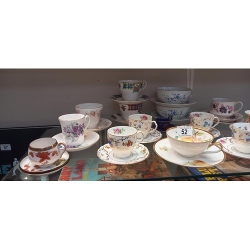 52 - A mixed lot of tea cups and saucers, COLLECT ONLY