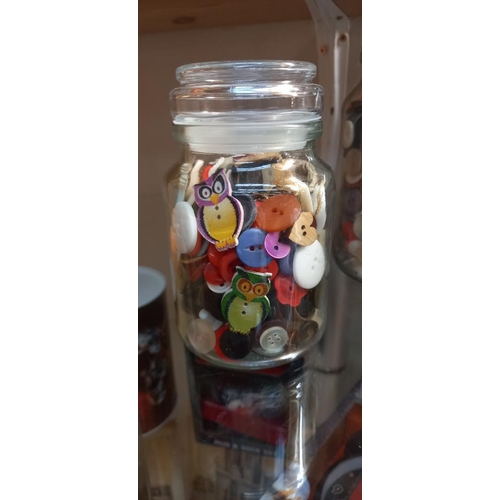 60 - 3 glass jars of vintage buttons