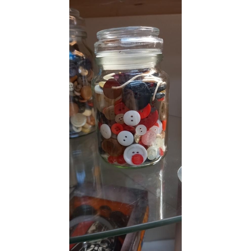 60 - 3 glass jars of vintage buttons