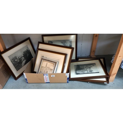 68 - 6 Boston related framed and glazed etchings, prints, some signed COLLECT ONLY