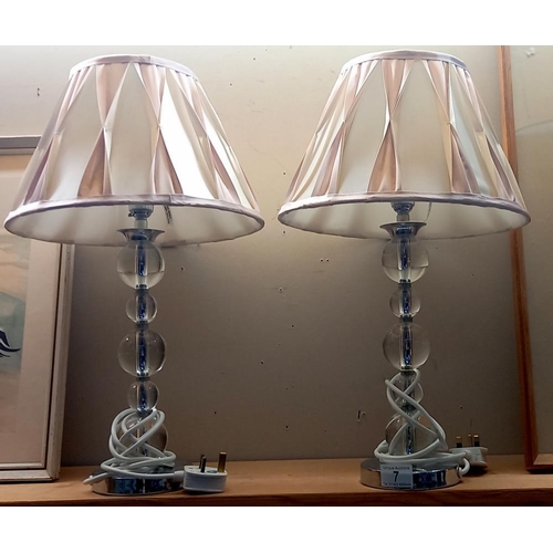 7 - A pair of artistic bobble column lamps with shades COLLECT ONLY