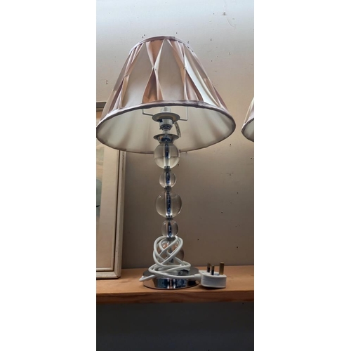 7 - A pair of artistic bobble column lamps with shades COLLECT ONLY