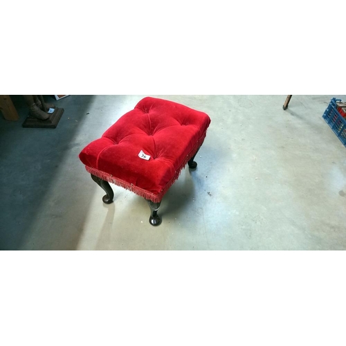 76 - A red plush footstool COLLECT ONLY