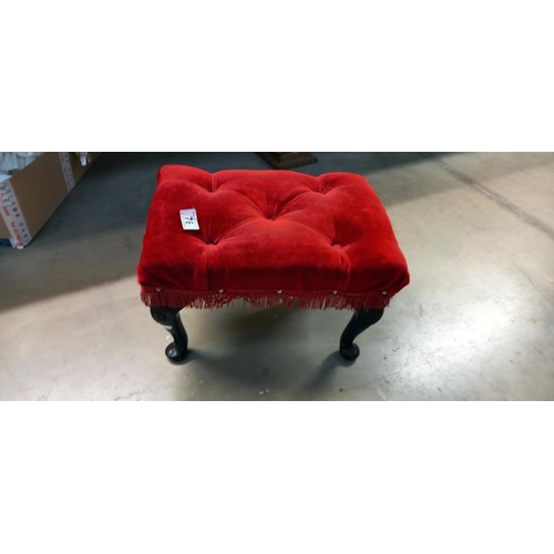 76 - A red plush footstool COLLECT ONLY