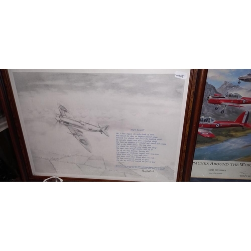 86 - 3 framed and glazed prints of aircrafts including Concord and chipmunks COLLECT ONLY