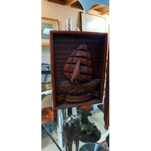 125 - A pair of wooden carved sailing ship design bookends