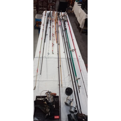 152 - A good lot of fishing rods and fishing reels COLLECT ONLY