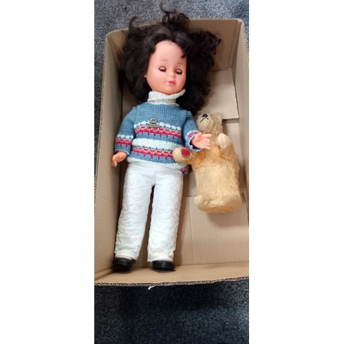 155 - A vintage Lissi talking doll and a musical teddy (music plays but no movement)