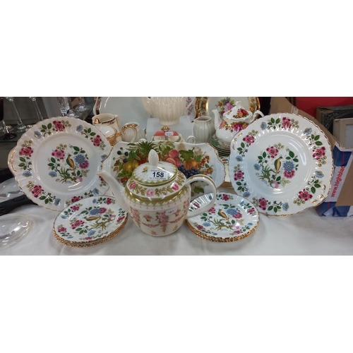 158 - Royal Stafford birds of paradise plates, teapots etc