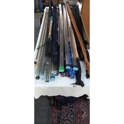 167 - A good lot of fishing rods, extensions, tubes etc COLLECT ONLY