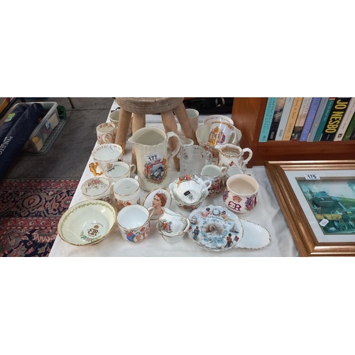 177 - A good selection of Royal commemorative ware, Victorian onwards including cups, jugs and bowls etc