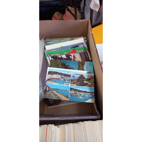 188 - A box of postcards, stamp postcards and bus tickets