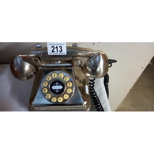 213 - A retro styled chromed lobby phone/telephone