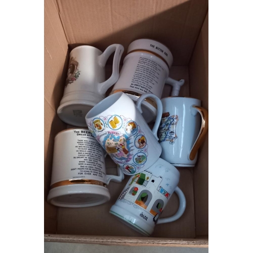 218 - A box of assorted tankards, COLLECT ONLY