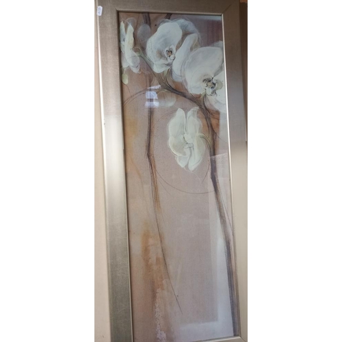 222 - A pair of modern silver painted frames of flowers COLLECT ONLY