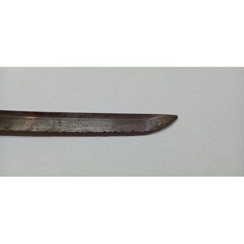 1488 - A Japanese Officers Katana sword  with shagreen hilt and leather scabbard, no marking on hilt, in go... 