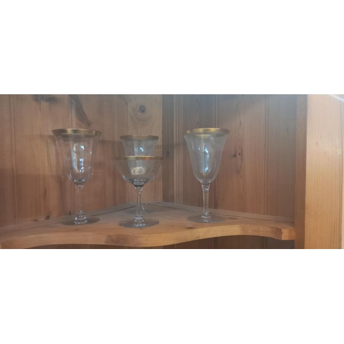 307 - 6 decorative wine glasses and 6 matching cocktail glasses