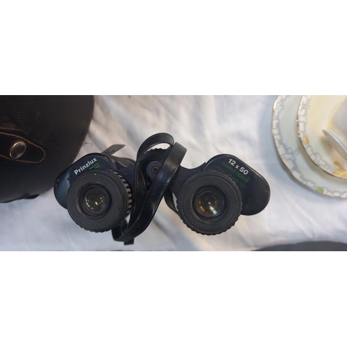 315 - A pair of Prinzlux 12 x 50 and a pair of Prinz 10 x 50 binoculars with cases