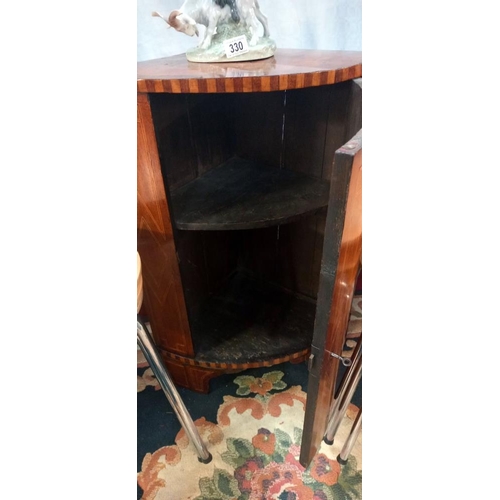 329 - A marquetry inlaid corner cupboard. (53cm x 37cm x 78cm high) COLLECT ONLY