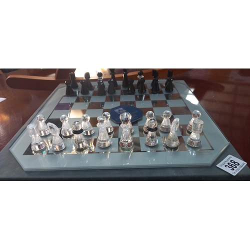 368 - A cased Prestige Crystal chess set with board COLLECT ONLY