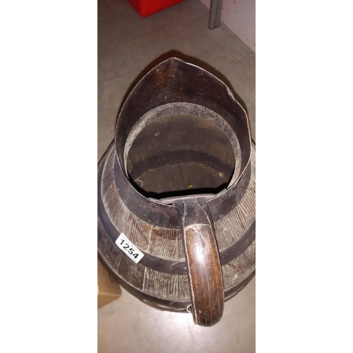 1254 - A vintage oak barrel jug COLLECT ONLY