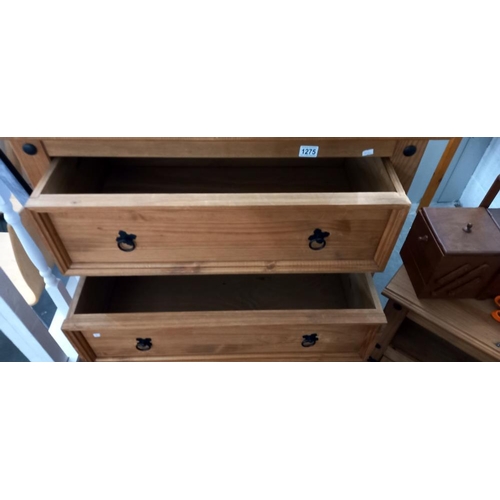 1275 - A 4 drawer pine chest of drawers COLLECT ONLY