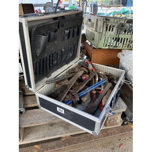 694 - An aluminium case full of tools COLLECT ONLY