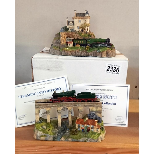 2336 - 2 Danbury mint steaming into history & steaming North Jane Hart dioramas with certificates. (Only 1 ... 