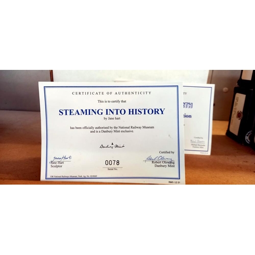 2336 - 2 Danbury mint steaming into history & steaming North Jane Hart dioramas with certificates. (Only 1 ... 