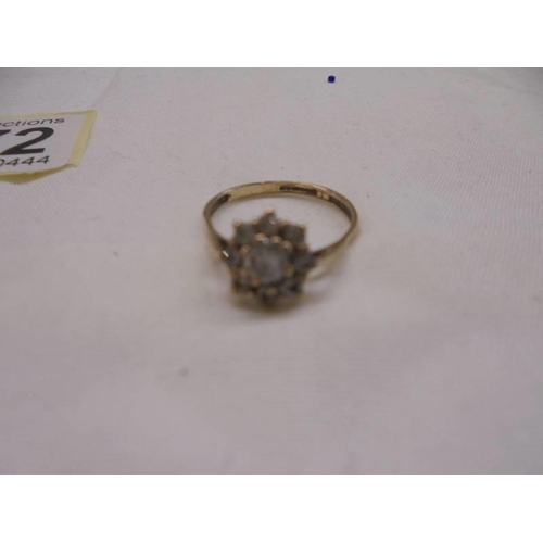 1072 - Two 9ct gold rings, sizes J and N, 3.7 grams.