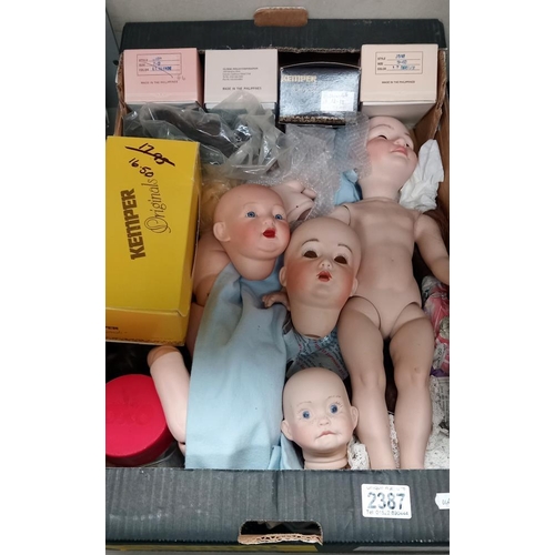 2387 - A large box of collectors dolls & parts