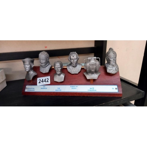 2442 - A set of 12 fine art casting white metal Doctor Who busts on display stands. 6 Doctors & 6 Villains ... 