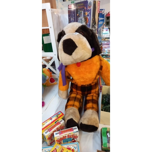 2457 - A large 1970s St Bernard soft toy with tartan trousers approximate height 120cm COLLECT ONLY