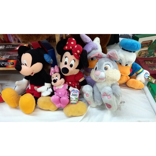 2485 - A quantity of Disney plushy toys including Mickey & Donald Duck etc