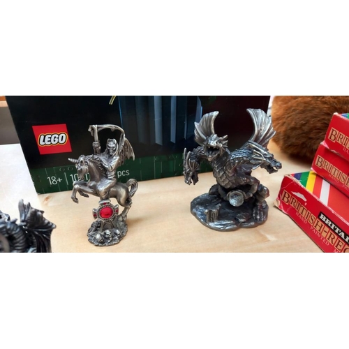 2488 - 5 Myth & Magic Pewter dragon figures