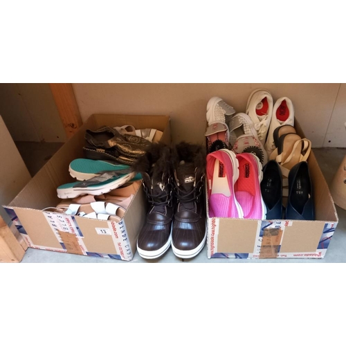 13 - 14 pairs of ladies shoes size 6 (1 pair being boots) Includes an unworn pair of Sketchers